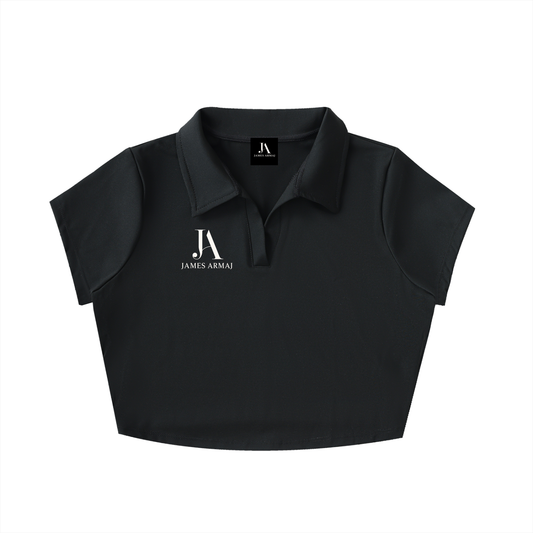 V-Neck Lapel Crop Top