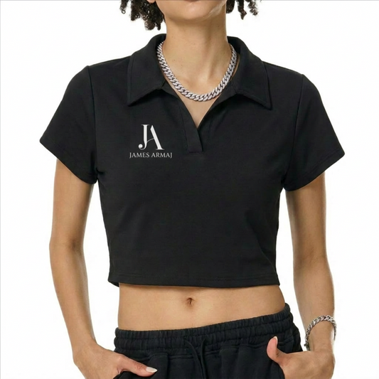 V-Neck Lapel Crop Top