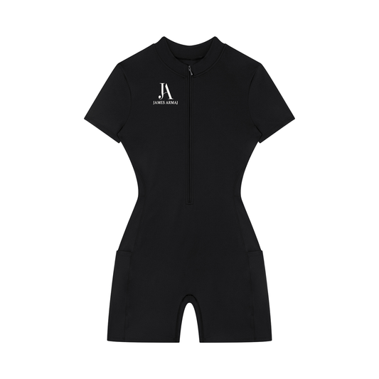 Women's Quarter-Zip Short Sleeve Romper