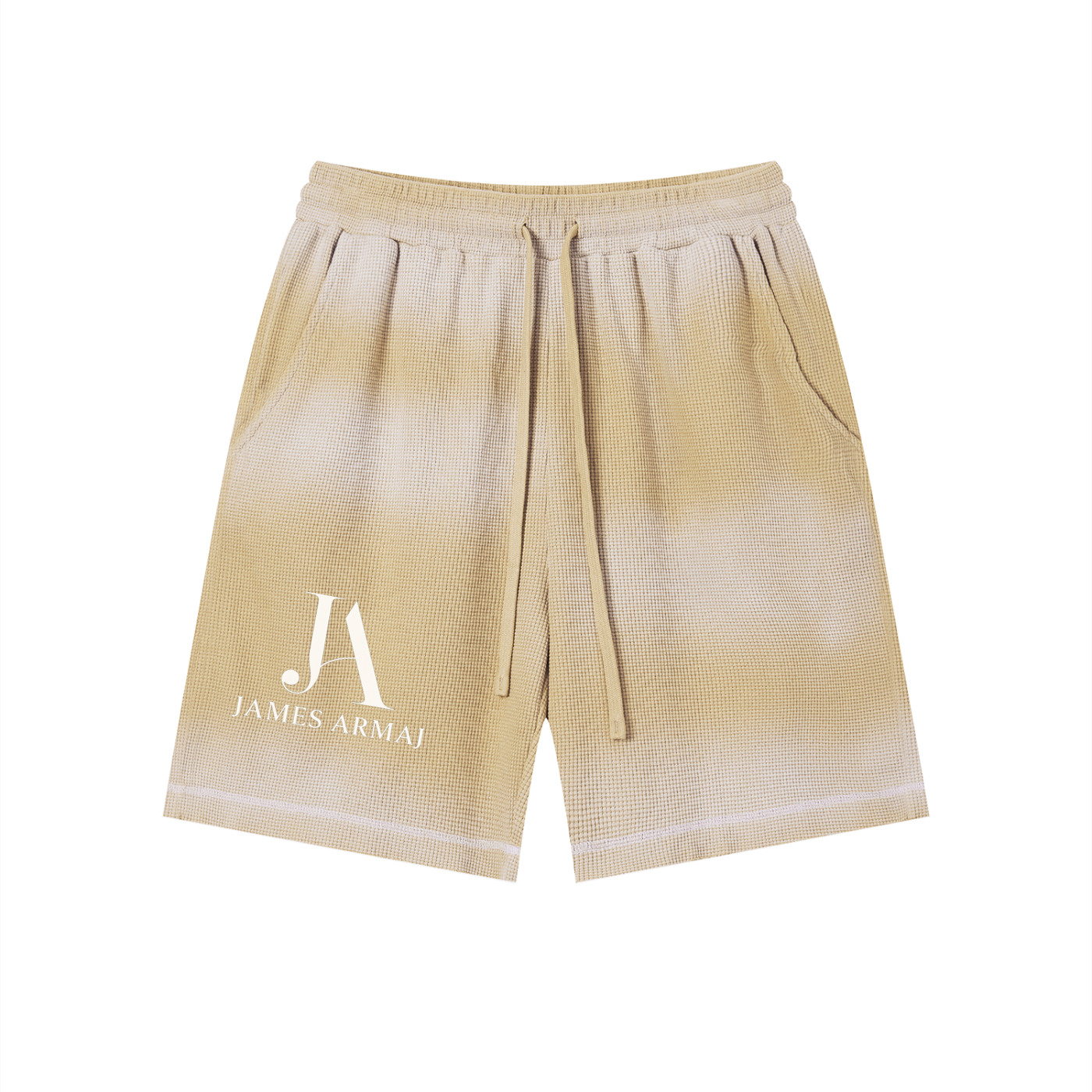 Unisex Sunfade Waffle Raw Hem Shorts